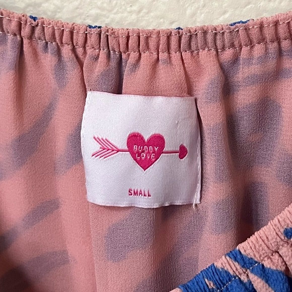 BUDDY LOVE | Spring Summer Zebra Print Ruched Mini Dress in Pink & Blue | Size S - Picture 7 of 9